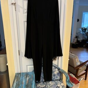 Ladies Size XL Elegant SHEIN Black Pleated Sheer Sleeves Jumpsuit GUC